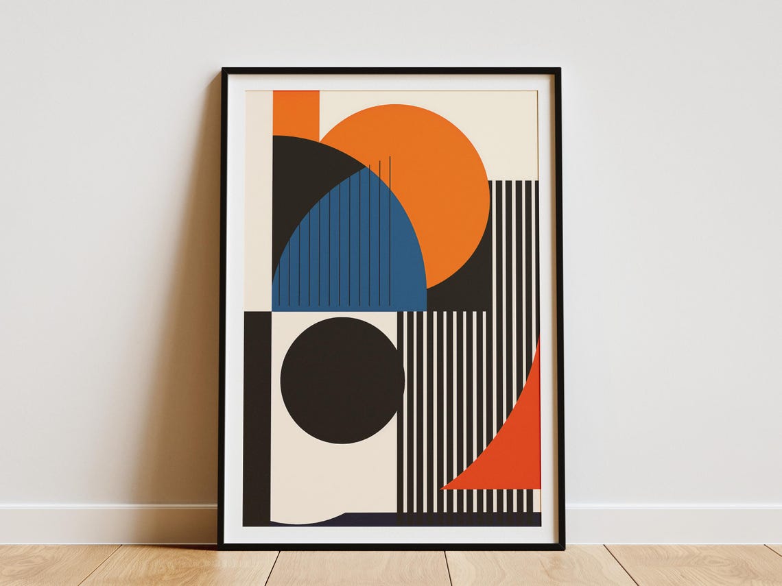 Abstract Geometric Wall Art Print Mid Century Modern Minimalist Poster ...