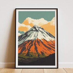 Osorno Volcano Chile Poster South America Landscape Print Vintage Travel Poster Mountain Art Nature Illustration Volcano Print Chile