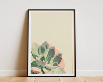 Echeveria Succulent Plant Poster Minimalist Plant Art Botanical Print Wall Decor Green Succulent Art