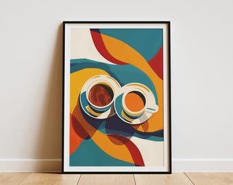 Abstrakter Kaffeedruck Minimalistisches Kunst Poster Mid Century Modern Wanddekor Kunstdruck