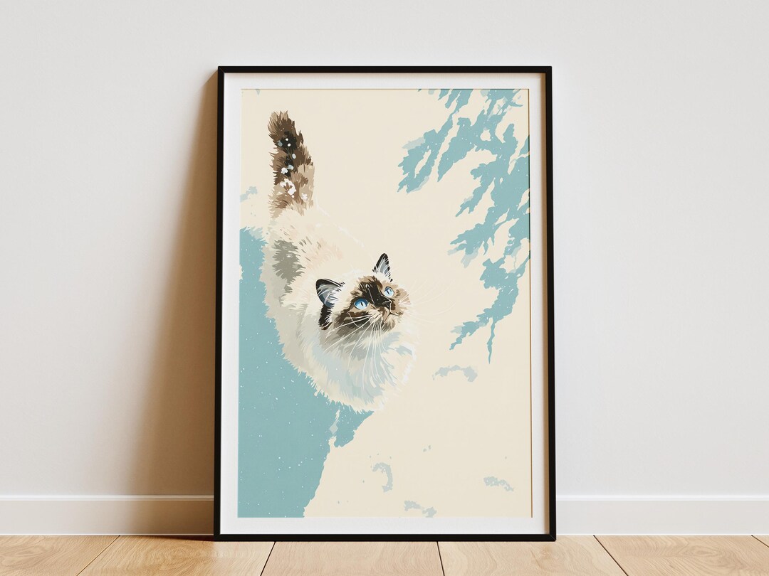 Ragdoll Cat Winter Snow Day Wall Art Print Modern Graphic Feline Decor ...