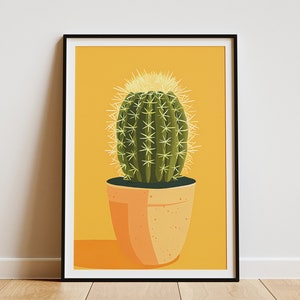 Kaktus Poster Minimalist Kunstdruck Pflanze Illustration Grün Botanische Wand Dekor Home Decor