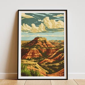 Theodore Roosevelt National Park Poster Vintage Travel Poster North Dakota Landscape Art Print Western National Parks Art