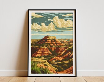 Theodore Roosevelt National Park Poster Vintage Travel Poster North Dakota Landscape Art Print Western National Parks Art