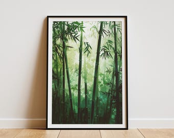 Bamboo Forest Art Print Green Bamboo Poster Japanese Bamboo Forest Wall Art Asian Decor Nature Inspired Art Zen Wall Decor Bamboo Grove