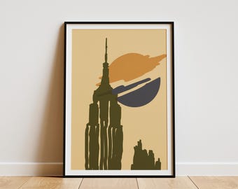 New York City Minimalist Poster Mid Century Modern Cityscape Art Print Abstract City Architecture Wall Decor