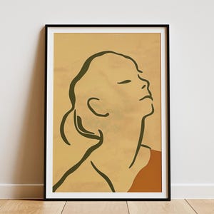Minimalist Woman Line Art Print Abstract Line Drawing Wall Art Modern Line Art Poster Boho Decor