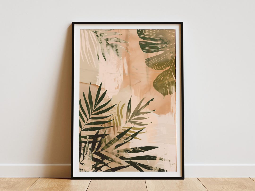 Minimalist Palm Leaf Art Print Boho Wall Decor Abstract Tropical Leaves ...