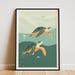 Sea Turtle Poster Ocean Animal Art Print Coastal Wall Decor Beach House ...