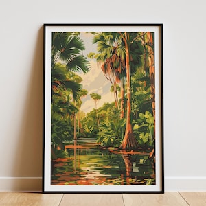 Florida Everglades Poster Print Tropical Nature Art Wall Decor