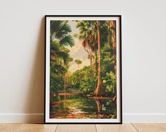 Florida Everglades Poster Print Tropical Nature Art Wall Decor