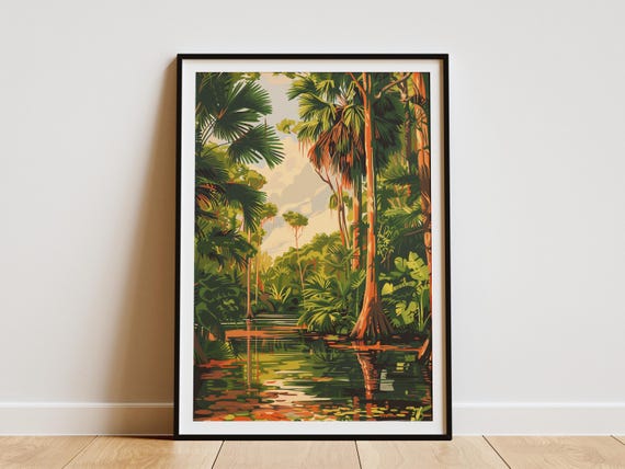 Florida Everglades Poster Print Tropical Nature Art Wall Decor