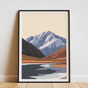Pamir Mountains Tajikistan Poster Central Asia Landscape Print Modern Minimalist Mountain Illustration Travel Poster Home Decor Wall Art