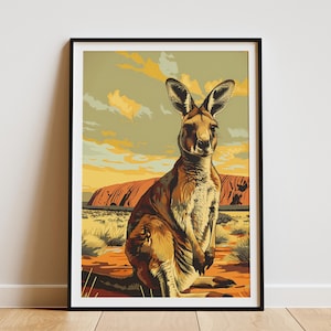 Australian Outback Kangaroo Poster Animal Art Print Wildlife Poster Nature Art Print