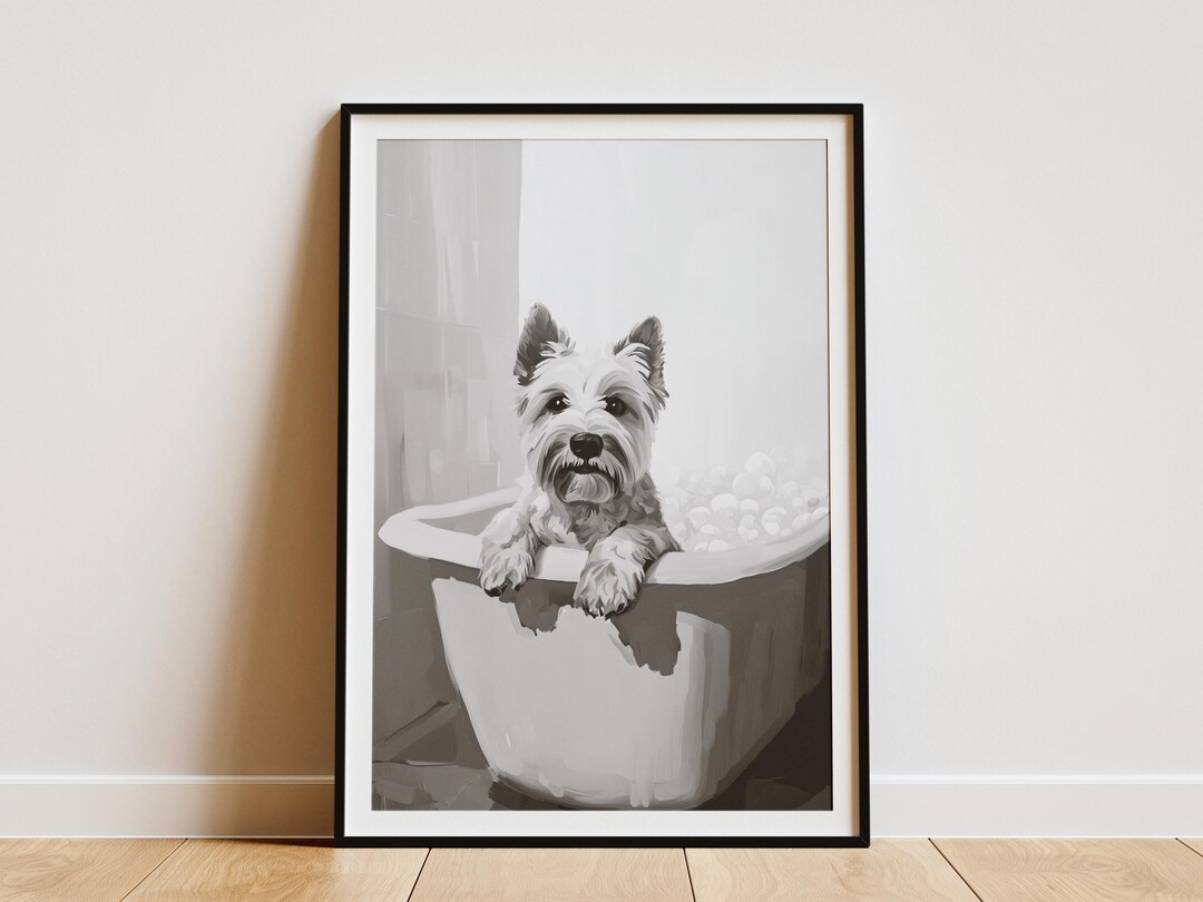 West Highland Terrier Dog Art Print Bubble Bath Poster Bathroom Wall ...