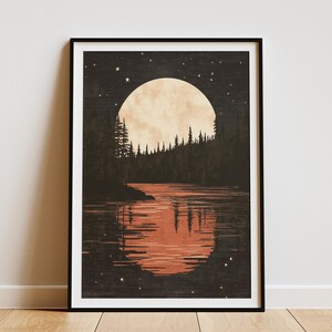 Voyageurs National Park, Minnesota Kunstdruck Landschaft Poster See und Wald Wanddekor Reise Souvenir Natur Illustration Druck