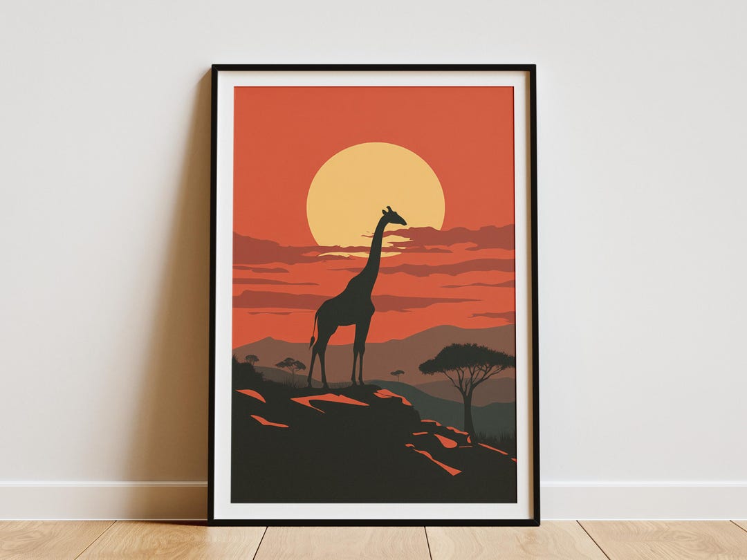 African Safari Sunset Giraffe Poster Wildlife Art Print African Animal  Silhouette Orange and Black Decor Home Decor Nature Poster South - Etsy  Israel, image size:1080x810