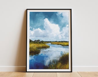 Everglades National Park Poster Florida Travel Poster Landscape Art Print Marsh Art Vintage Style Wall Art Florida Everglades Print Nature