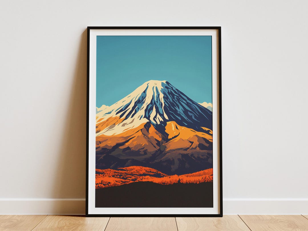 Mount Ararat Turkey Illustration Poster Geometric Landscape Print ...