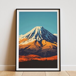 Berg Ararat Türkei Illustration Poster Geometrische Landschaft Druck Moderne minimalistische Kunst Abstrakt Bergkette Wohnkultur Wandkunst Herbst