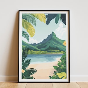 Amerikanisch-Samoa Strand Poster Tropical Island Kunstdruck Ofu und Olosega Illustration Urlaub Haus Dekor Moderne minimalistische Wandkunst Sommer