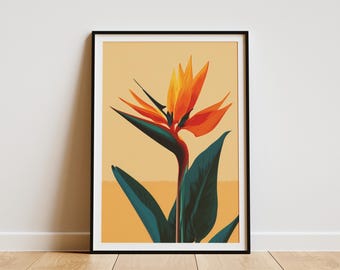 Bird of Paradise Flower Art Print Hawaiian Floral Poster Tropical Flower Wall Art Exotic Flower Print Hawaii Decor Botanical Art Print