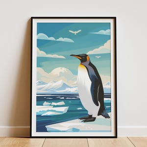 Minimalist Penguin Art Print Abstract Animal Illustration Wall Decor Home Decor Mid Century Modern Art Poster