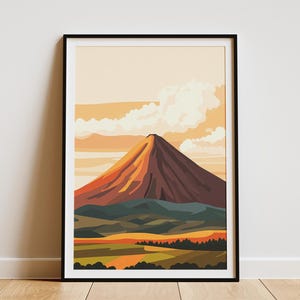 Mayon Volcano Philippines PosterFlat Illustration PrintTravel PosterSoutheast Asia ArtVolcano LandscapeNature ArtPhilippine ArtModern