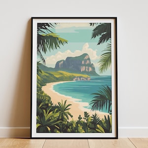 Lord Howe Island Australia Beach Poster Tropical Island Print Australian Landscape Art Ocean View Vacation Home Decor Travel Poster