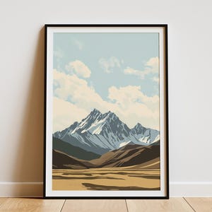 Westelijk TienShan-gebergte Kazachstan Kirgizië Oezbekistan Poster Print moderne minimalistische landschapskunst Centraal-Azië reizen Decor