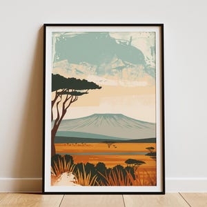 Ngorongoro Crater Tanzania Minimalist Poster African Landscape Art Print Travel Poster Wildlife Art Home Decor