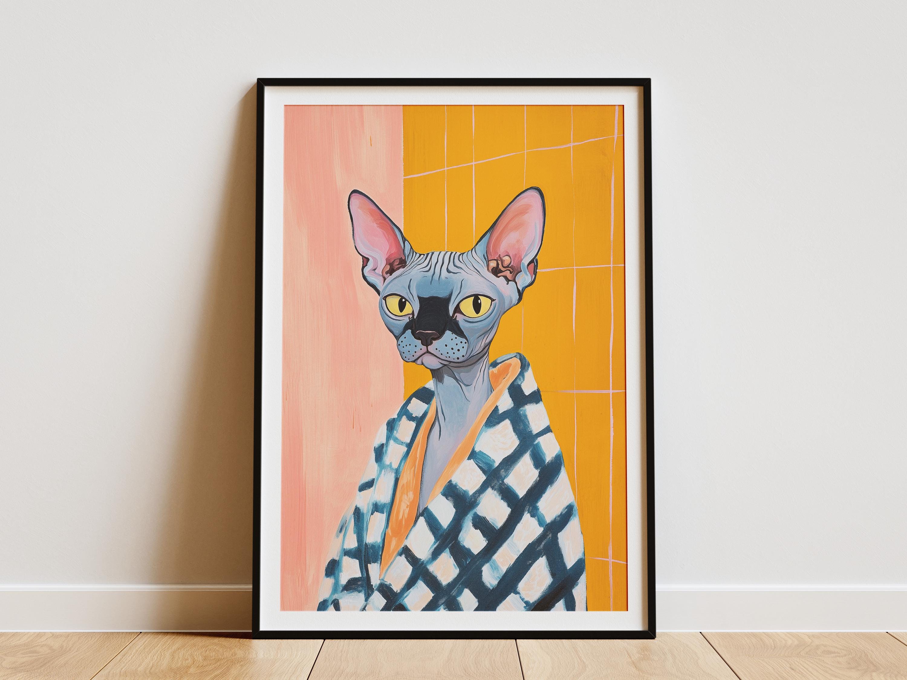 Sphynx Cat Art Print Bathroom Poster Quirky Home Decor Matisse