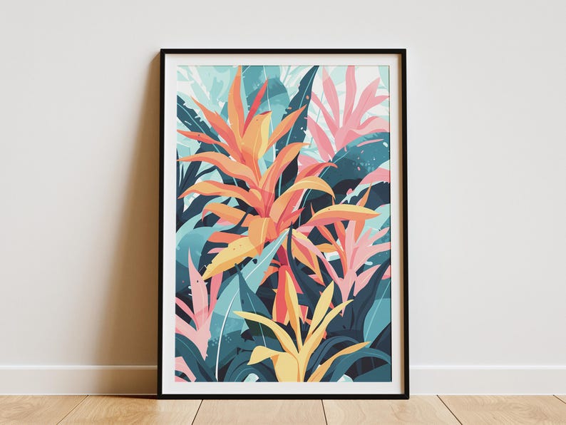 Tropical Leaves Poster Botanical Wall Art Minimalist Abstract Print ...