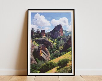 Pinnacles National Park poster California Travel Print Vintage Style Wall Art National Parks Art Print California Art Poster Home Decor
