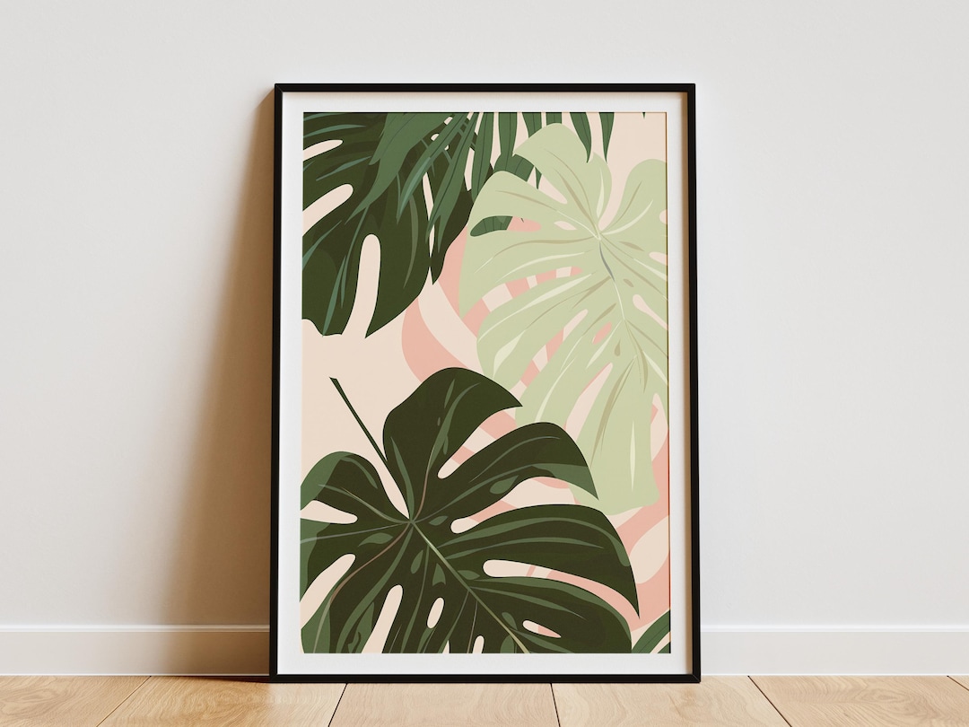 Tropical Leaf Poster Minimalist Art Print Botanical Wall Decor Green ...