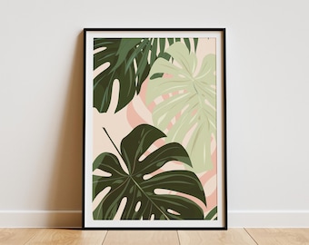 Tropisches Blatt Poster Minimalistische Kunst Druck Botanische Wand Dekor Grüne Blätter Wohnkultur Abstrakte Pflanze Kunst