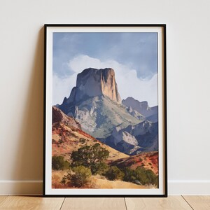 Big Bend National Park Texas Wand Kunst Poster Druck Wüste Berglandschaft Kunst Southwest Dekor Reise Poster Texas Geschenk Papier Poster