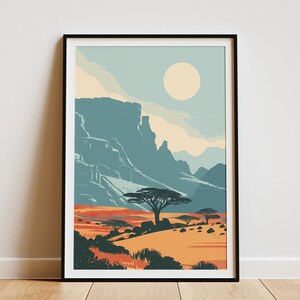 Äthiopien Berg Poster Minimalistischer Kunstdruck Landschaftskunst Afrikanisches Natur Kunstdruck Reiseplakat