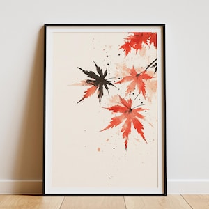 Minimalistisches Fächerahornblatt Kunstdruck Einfacher Baum Poster Asiatisch Inspiriertes Wanddekor Modernes botanisches Wohndekor
