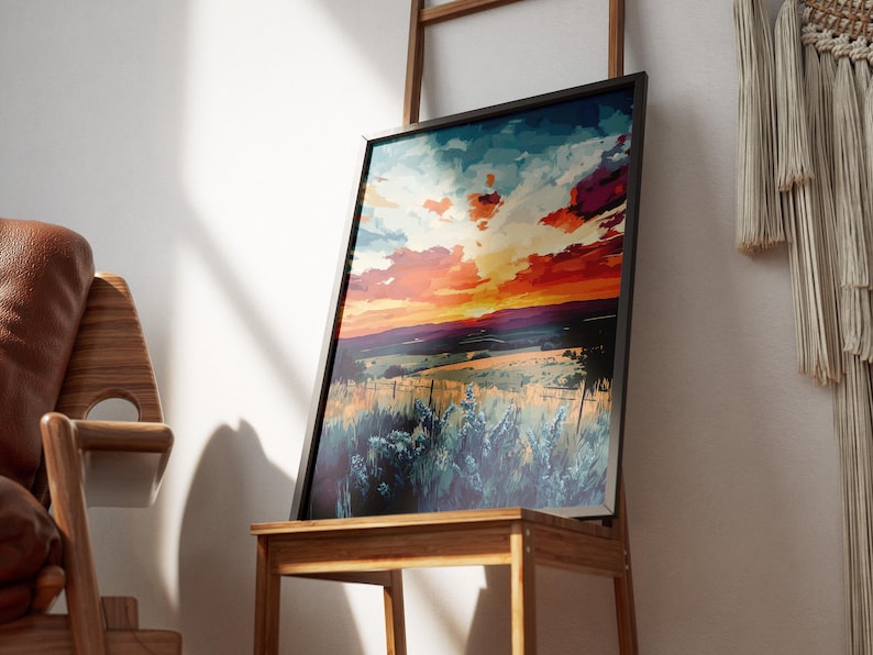Impresión artística de paisaje al atardecer de Texas Hill Country, decoración de pared de Texas, impresión artística del suroeste, decoración del hogar de Texas, pintura al atardecer, póster, regalo de Texas imagen 6
