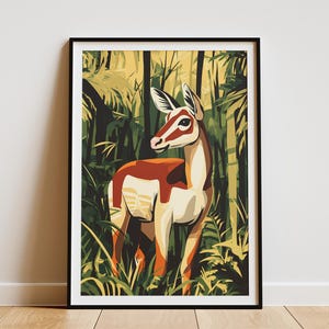 Okapi Wildlife Reserve Democratic Republic of the Congo Poster African Animal Art Print Okapi in Jungle Modern Wildlife Illustration