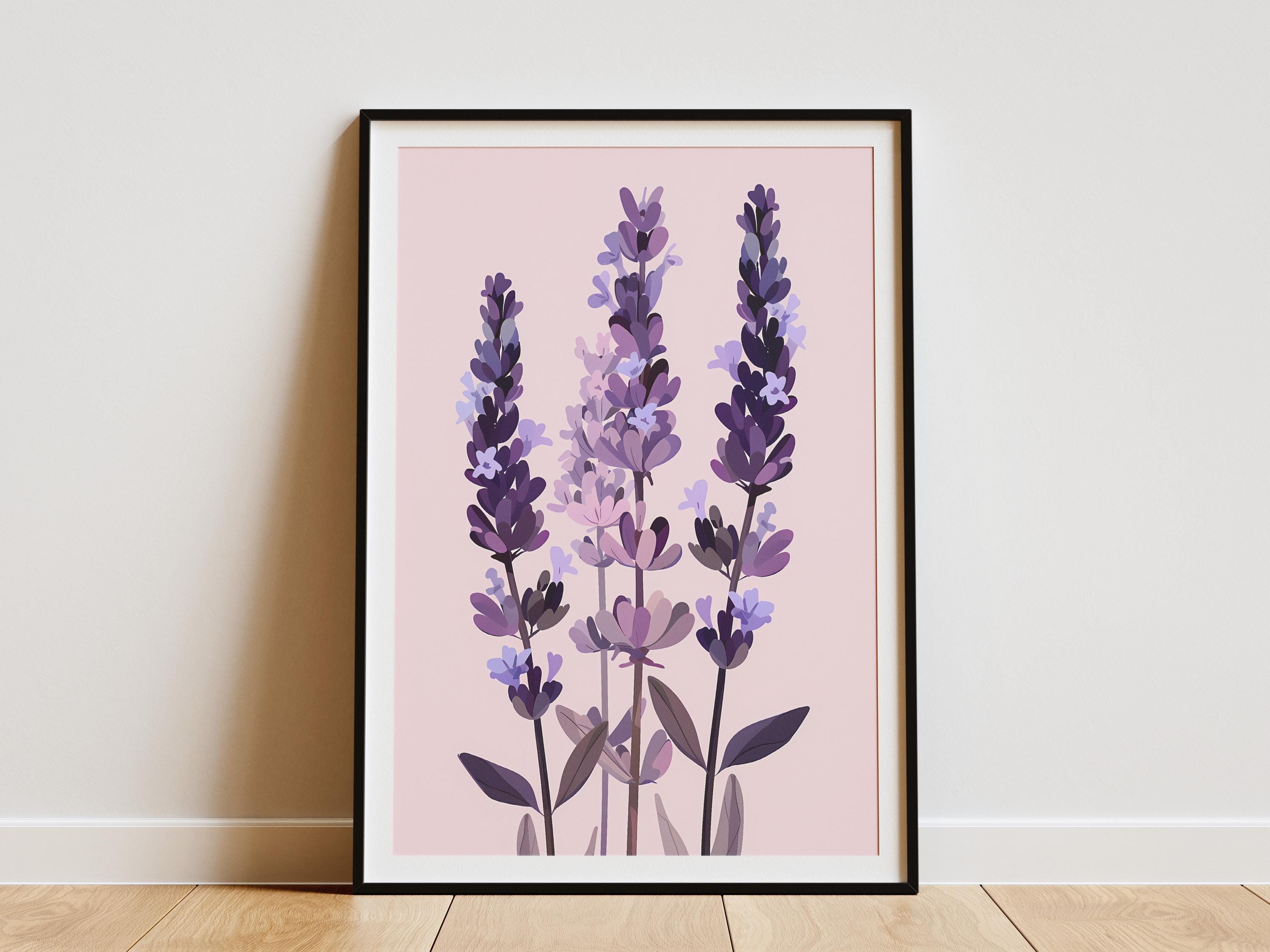 Minimalist Lavender Flower Poster Purple Botanical Art Print for