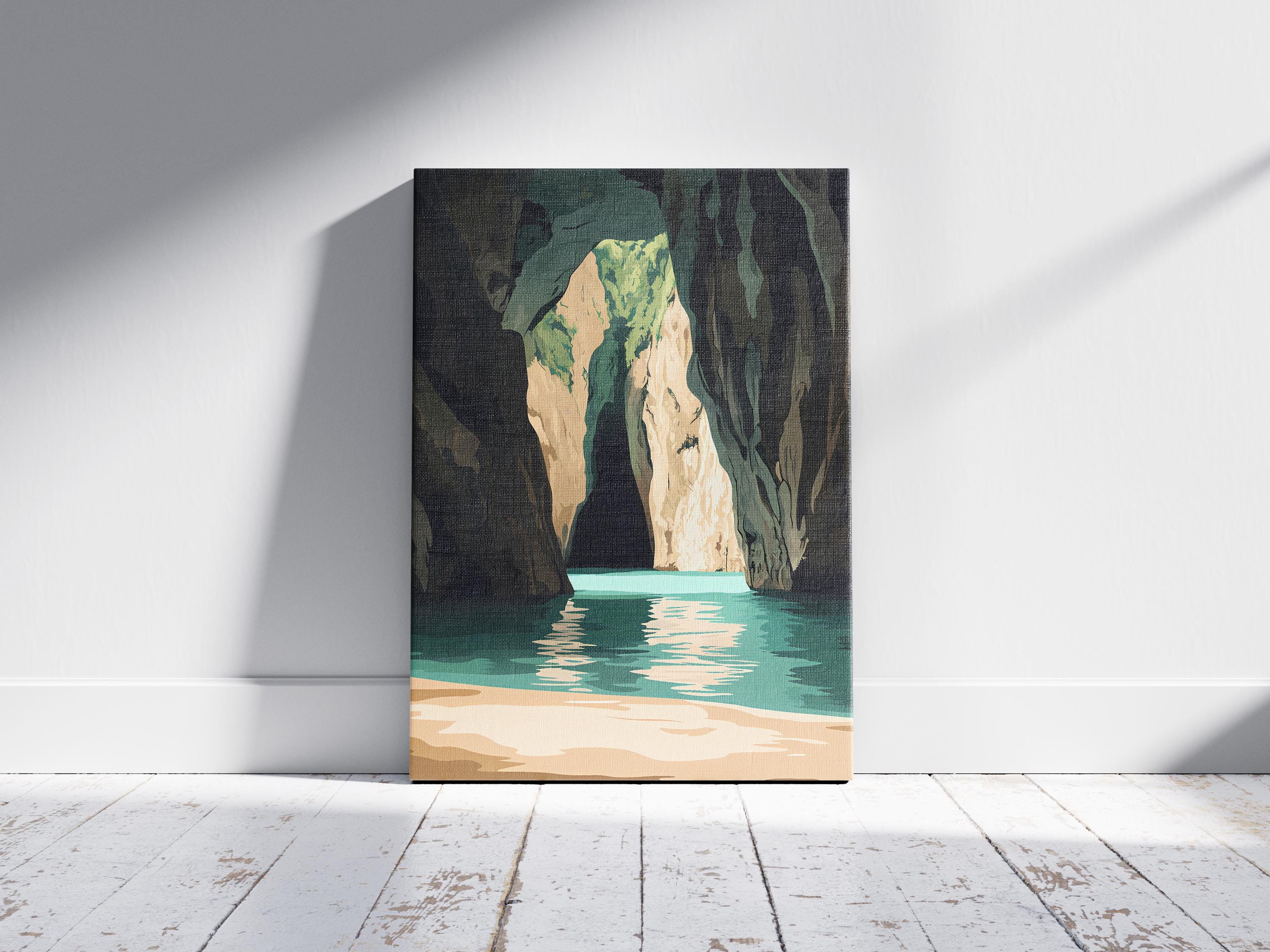 New Zealand Waitomo Caves Poster Illustrated Cave Art Print Modern ...