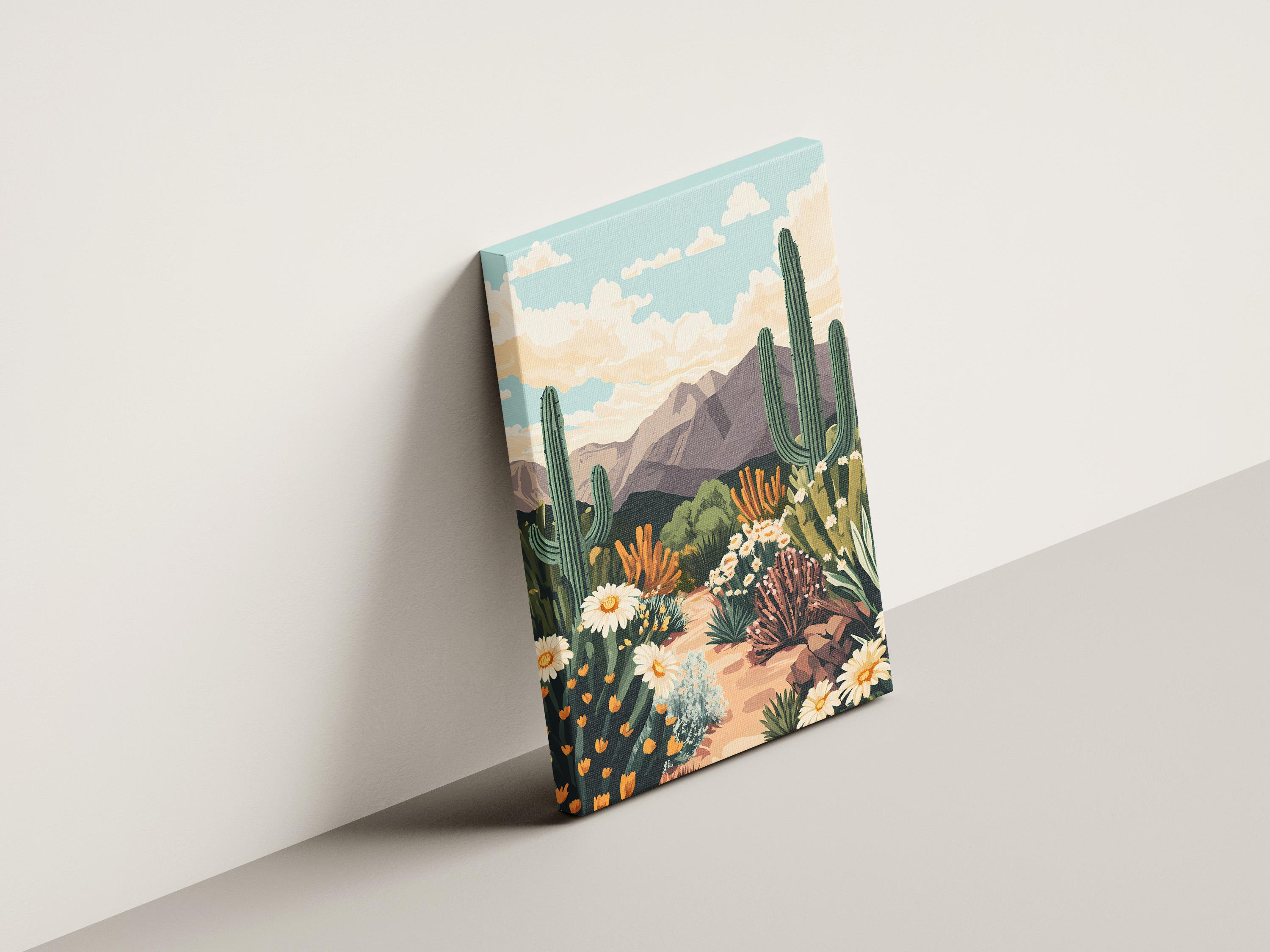 Desert Cactus Landscape Poster Print Botanical Art Southwest Desert ...