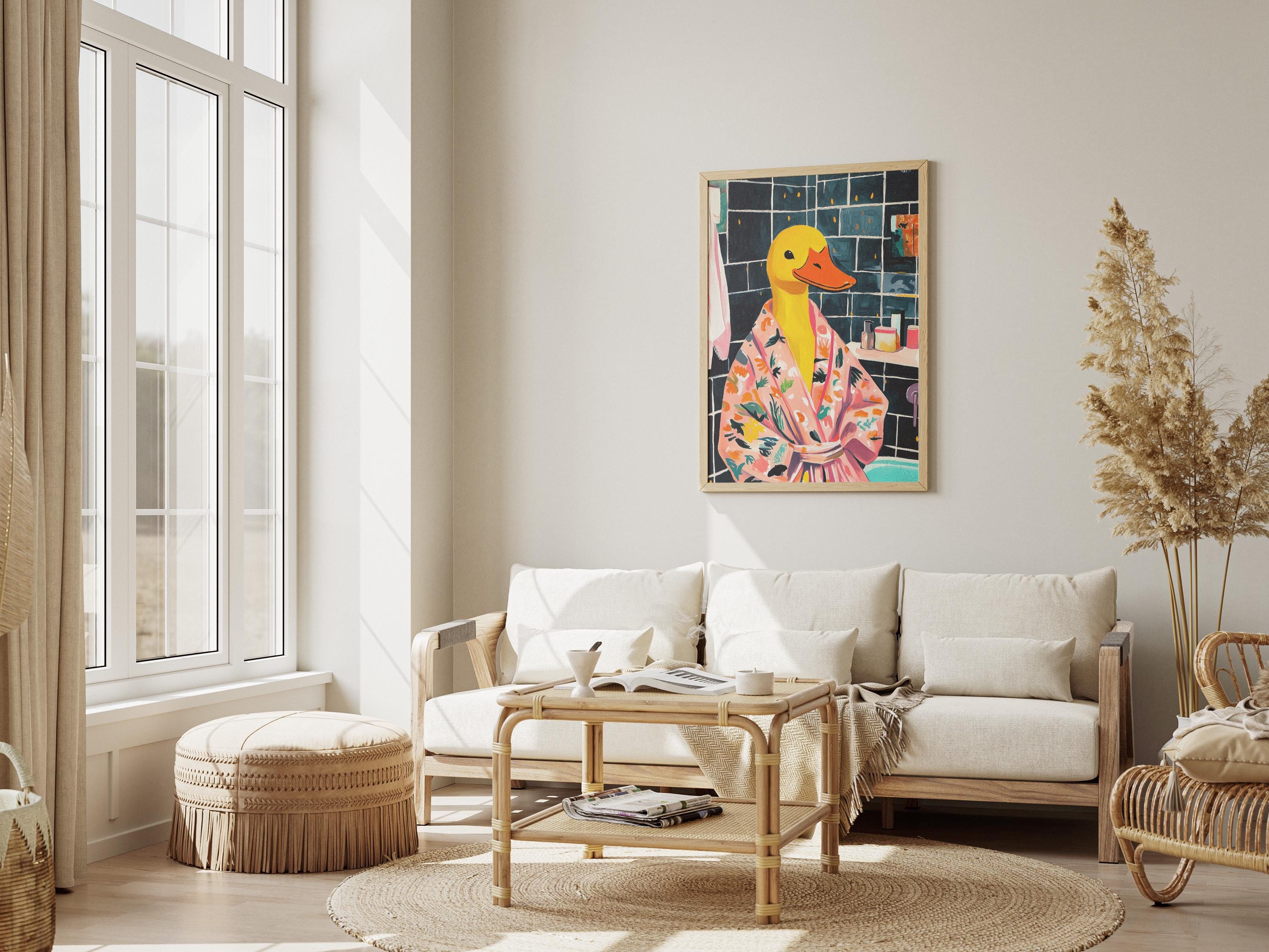 Duck in a Bathrobe Bathroom Painting Poster Print Modern Funny Animal ...