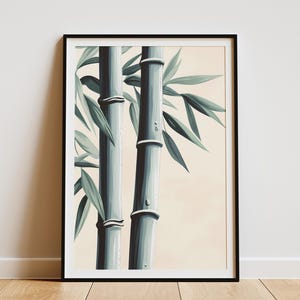 Elegante Bambus Blätter Poster Moderne botanische Druck Minimalist Wand Kunst Natur Dekor Asiatisch inspirierte Kunst Zen Dekor Gelassenheit Wohnkultur ruhig