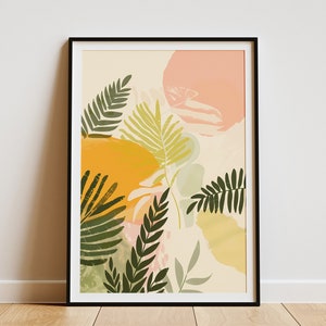 Minimalistische Botanische Illustration Grüne Blätter Abstrakte Kunst Poster Wanddekoration Mid Century Modern Art Wohnkultur