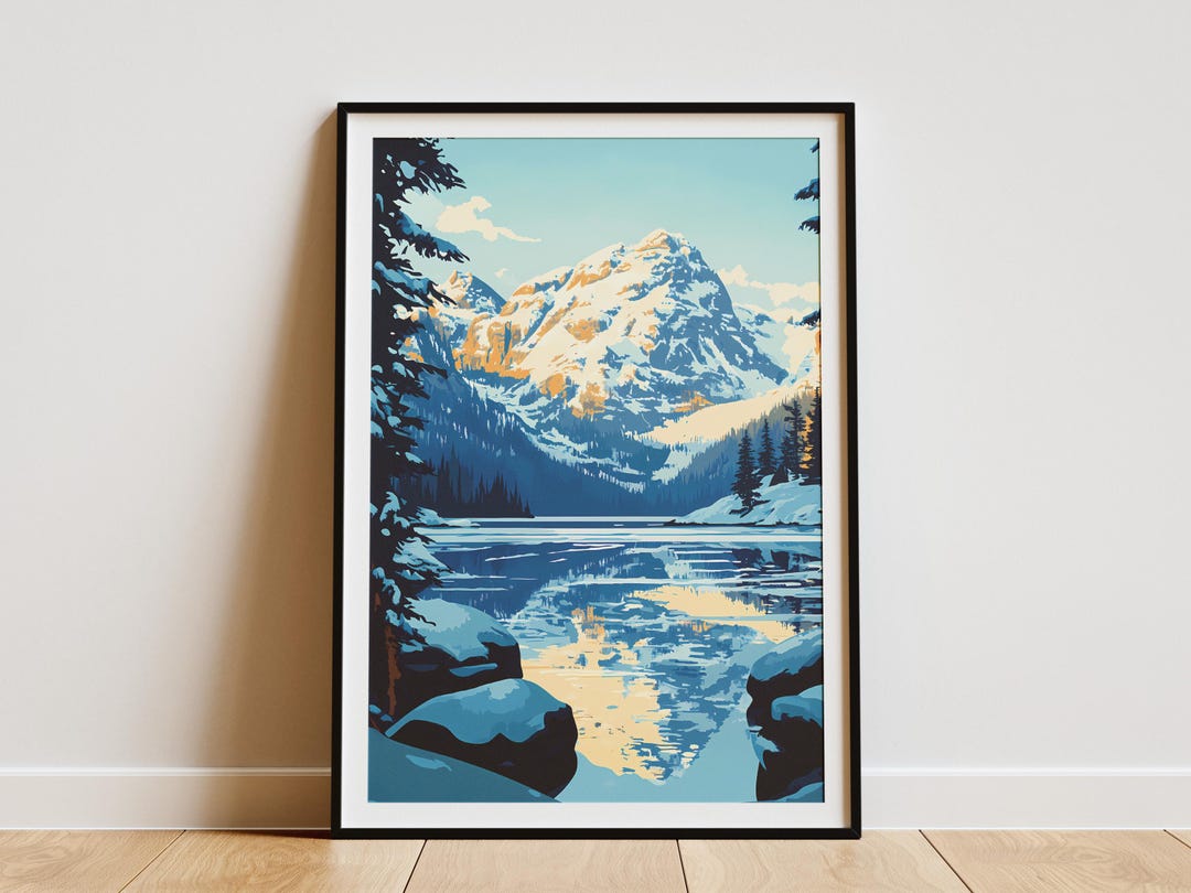 North Cascades Alpine Lake Winter Poster Print Snowy Mountain Landscape ...