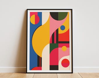 Geometrisch Abstrakt Wall Art Print Mid Century Modern Art Wall Decor Minimalist Art Print Abstraktes geometrisches Plakat