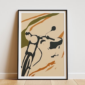 Minimalistisches Motorrad Poster Mid Century moderne Kunst Abstrakt Motorrad Poster Wand Kunst Wohndeko